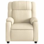 Fauteuil inclinable de massage crème tissu – Image 5