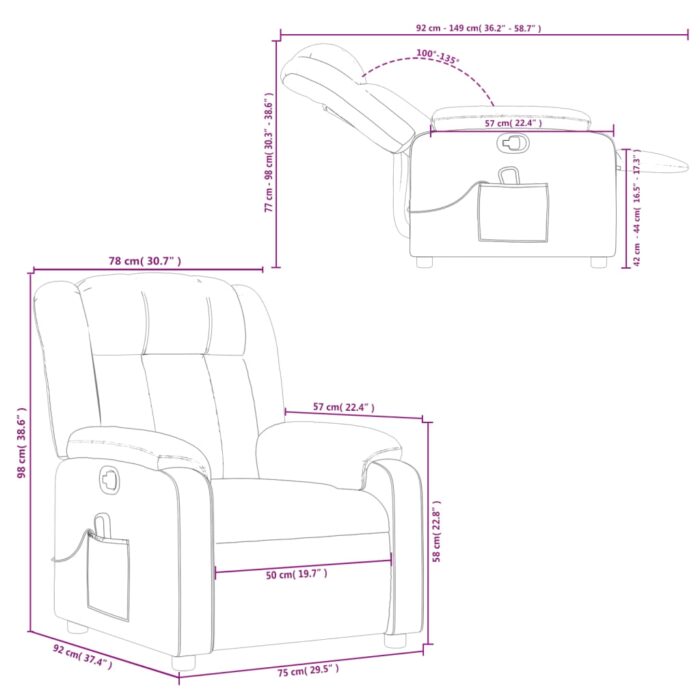 Fauteuil de massage inclinable crème similicuir – Image 10