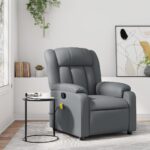 Fauteuil de massage inclinable gris similicuir
