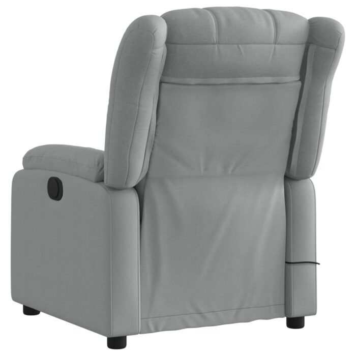Fauteuil inclinable de massage gris clair tissu – Image 2