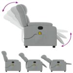 Fauteuil inclinable de massage gris clair tissu – Image 3