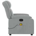 Fauteuil inclinable de massage gris clair tissu – Image 6