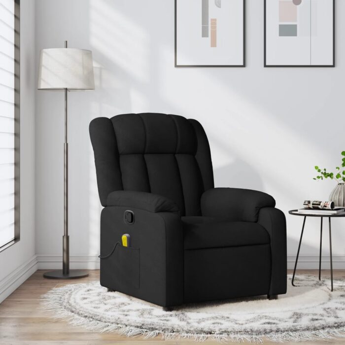 Fauteuil inclinable de massage noir tissu – Image 1