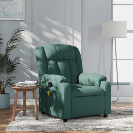 Fauteuil inclinable de massage vert foncé tissu