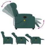 Fauteuil inclinable de massage vert foncé tissu – Image 3
