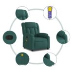 Fauteuil inclinable de massage vert foncé tissu – Image 4