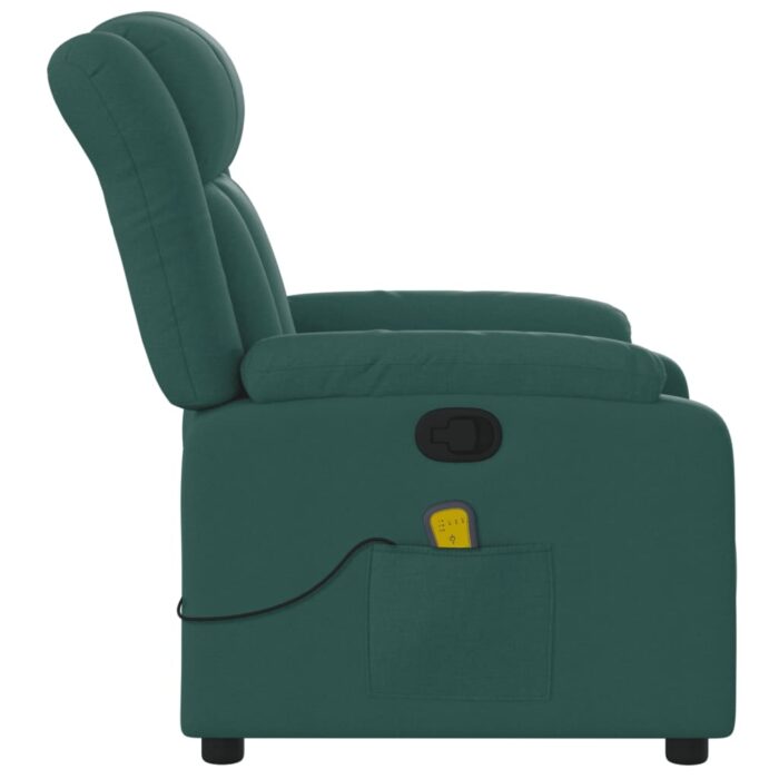 Fauteuil inclinable de massage vert foncé tissu – Image 6