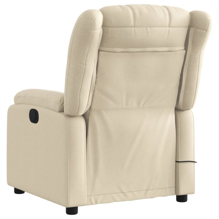 Fauteuil inclinable de massage crème tissu – Image 2