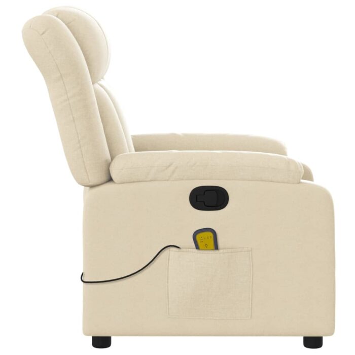 Fauteuil inclinable de massage crème tissu – Image 6
