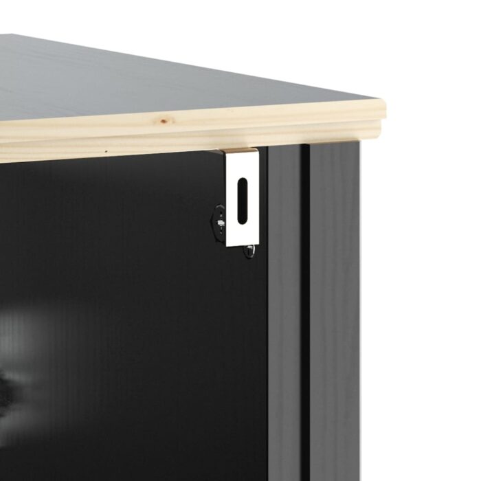 Meubles de salle de bain 3 pcs BERG noir bois de pin massif – Image 4