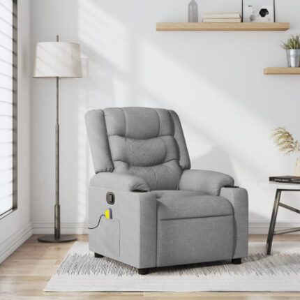 Fauteuil inclinable de massage en tissu gris clair