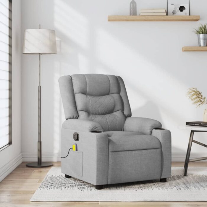 3206835_1.jpg Fauteuil inclinable de massage en tissu gris clair – Image 1