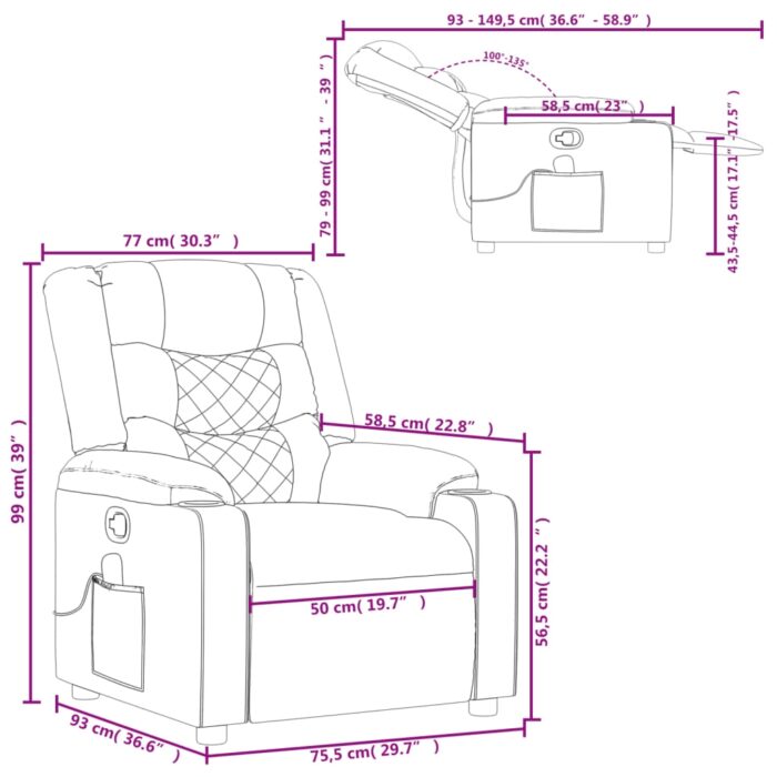 Fauteuil inclinable de massage en tissu gris clair – Image 10