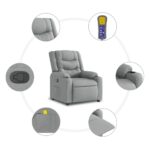 Fauteuil inclinable de massage en tissu gris clair – Image 4
