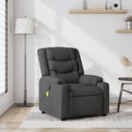Fauteuil de massage inclinable gris foncé tissu