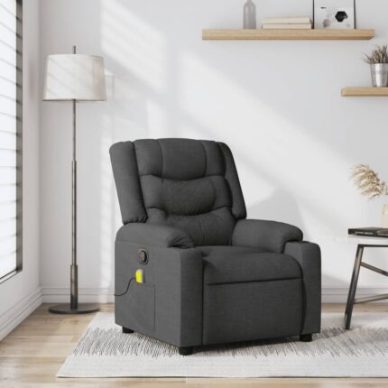 Fauteuil de massage inclinable gris foncé tissu