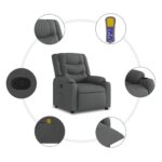 Fauteuil de massage inclinable gris foncé tissu – Image 4