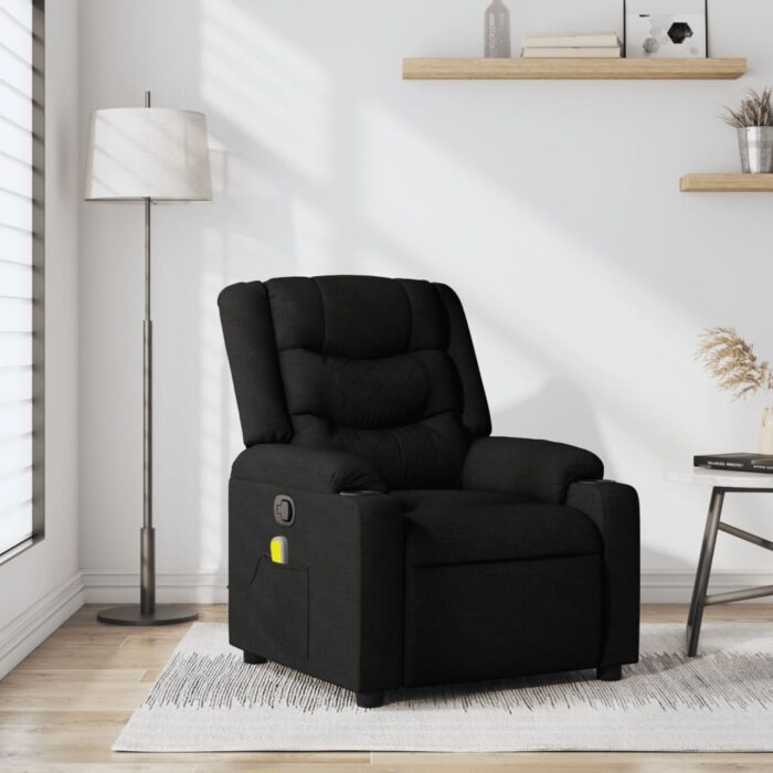 Fauteuil de massage inclinable noir tissu – Image 1