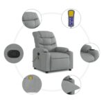 Fauteuil de massage inclinable gris clair tissu – Image 4