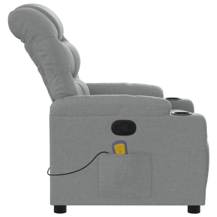 Fauteuil de massage inclinable gris clair tissu – Image 6