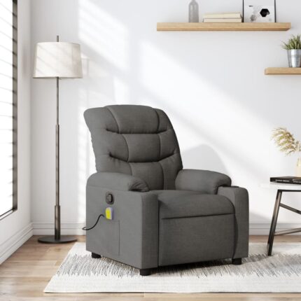 Fauteuil de massage inclinable gris foncé tissu