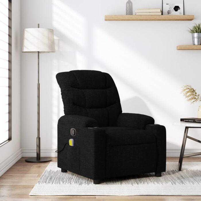 Fauteuil de massage inclinable noir tissu – Image 1
