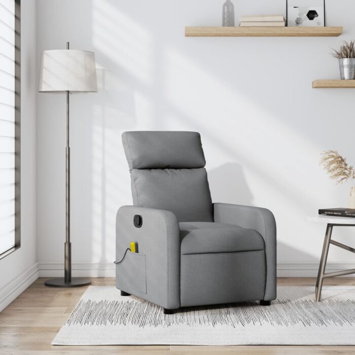 Fauteuil inclinable de massage en tissu gris clair – Image 1
