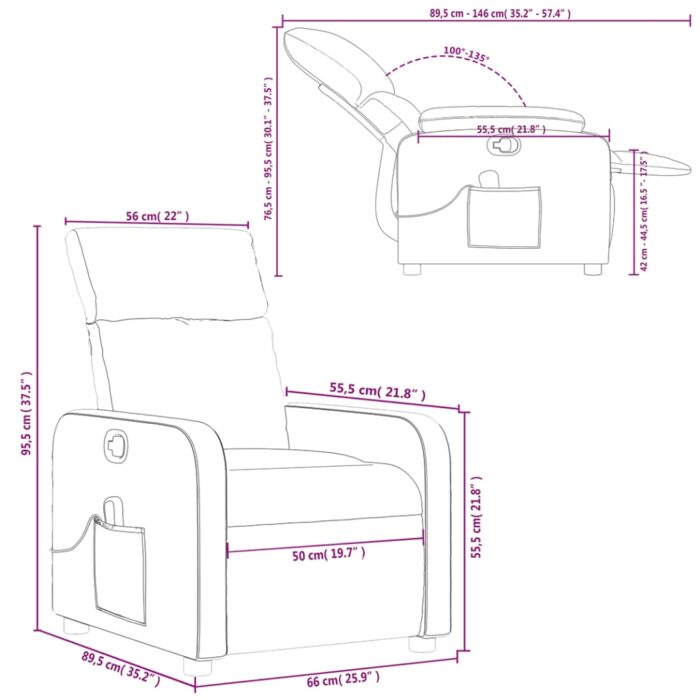 Fauteuil inclinable de massage en tissu gris clair – Image 10