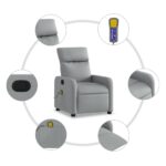 Fauteuil inclinable de massage en tissu gris clair – Image 4