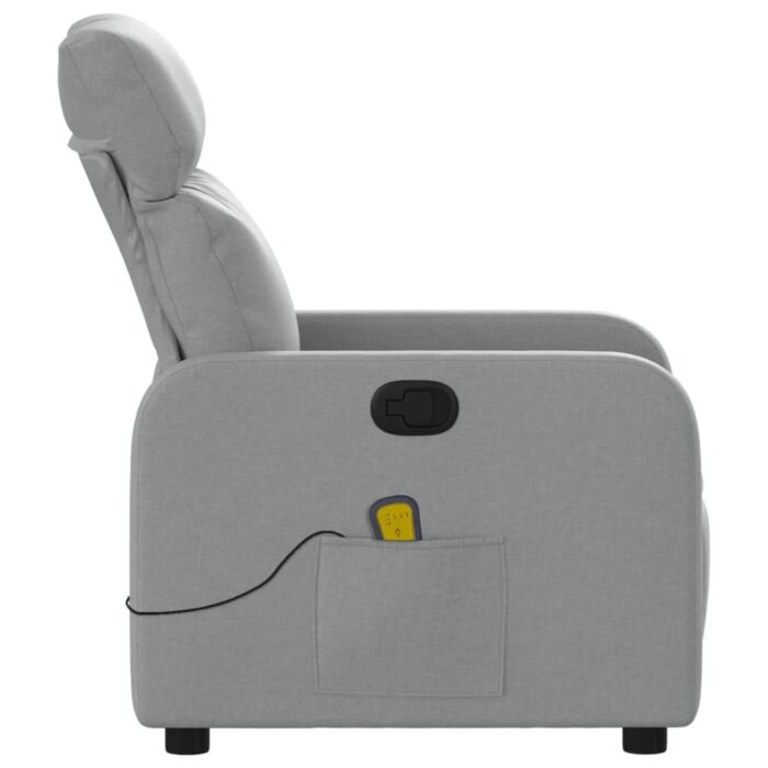 Fauteuil inclinable de massage en tissu gris clair – Image 6