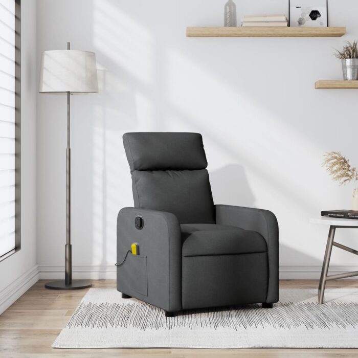 Fauteuil inclinable de massage en tissu gris foncé – Image 1