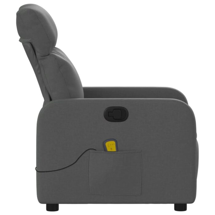 Fauteuil inclinable de massage en tissu gris foncé – Image 6