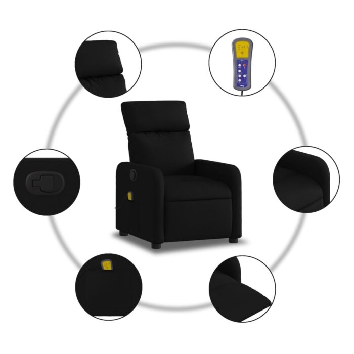 Fauteuil inclinable de massage en tissu noir – Image 4