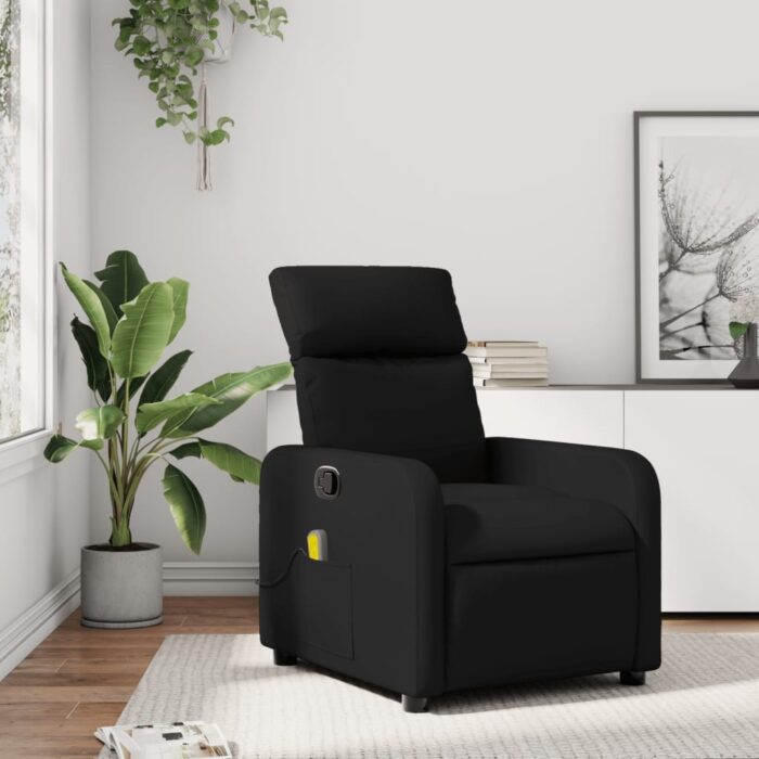Fauteuil inclinable massant en similicuir noir – Image 1