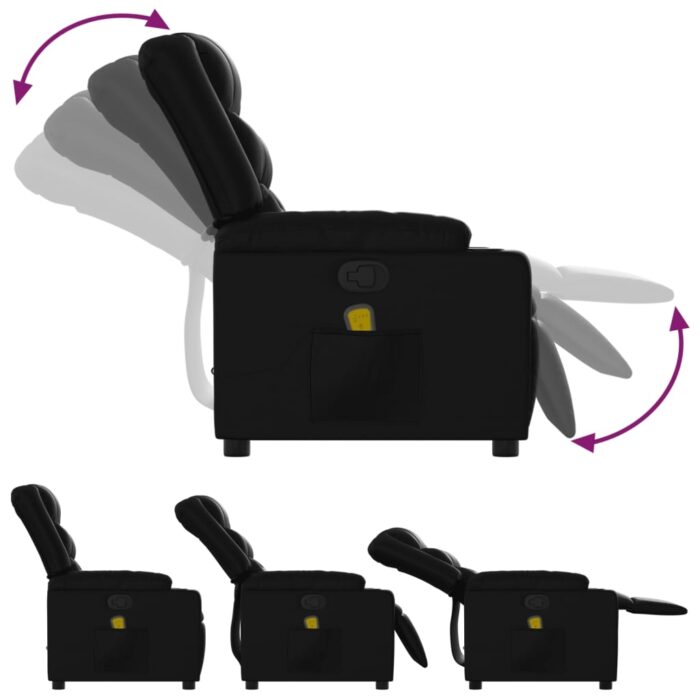 Fauteuil de massage inclinable noir similicuir – Image 3