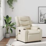 Fauteuil de massage inclinable crème similicuir