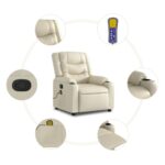 Fauteuil de massage inclinable crème similicuir – Image 4
