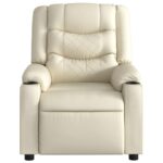 Fauteuil de massage inclinable crème similicuir – Image 5