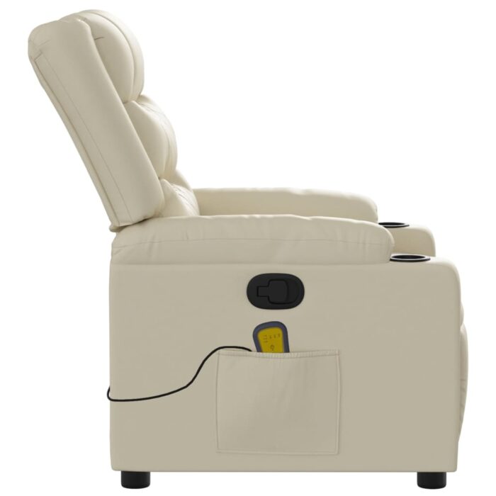 Fauteuil de massage inclinable crème similicuir – Image 6