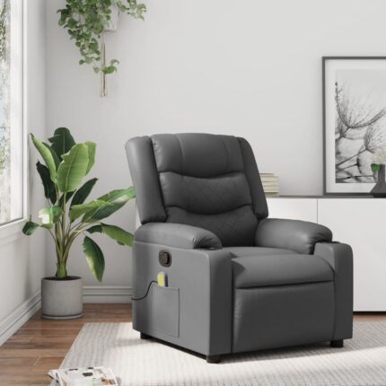 Fauteuil de massage inclinable gris similicuir