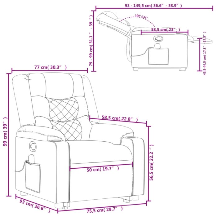 Fauteuil de massage inclinable gris similicuir – Image 10