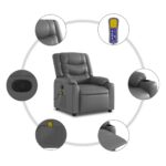 Fauteuil de massage inclinable gris similicuir – Image 4