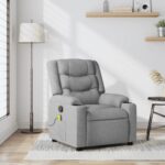 Fauteuil inclinable de massage en tissu gris clair