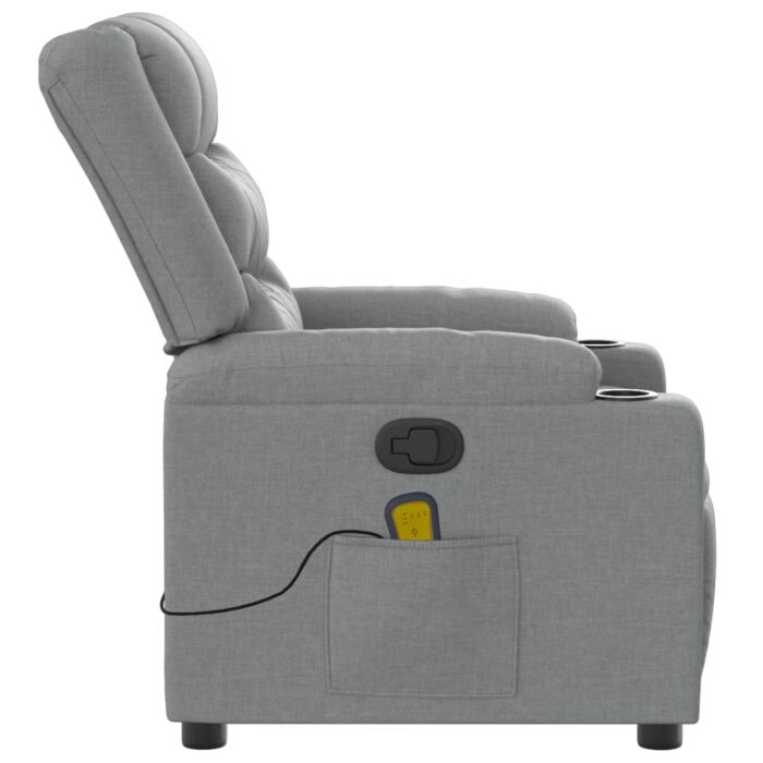 Fauteuil inclinable de massage en tissu gris clair – Image 6