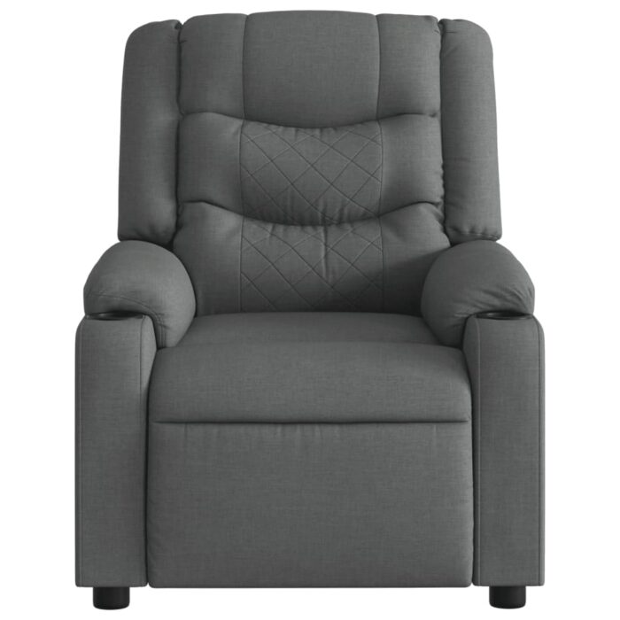 Fauteuil inclinable de massage gris foncé tissu – Image 5