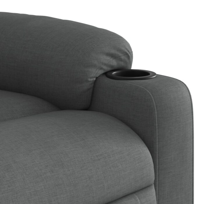 Fauteuil inclinable de massage gris foncé tissu – Image 7
