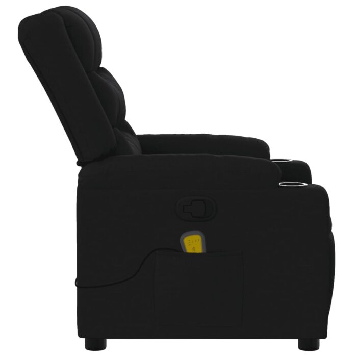 Fauteuil inclinable de massage noir tissu – Image 6
