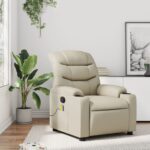 Fauteuil de massage inclinable crème similicuir