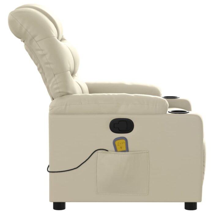 Fauteuil de massage inclinable crème similicuir – Image 6