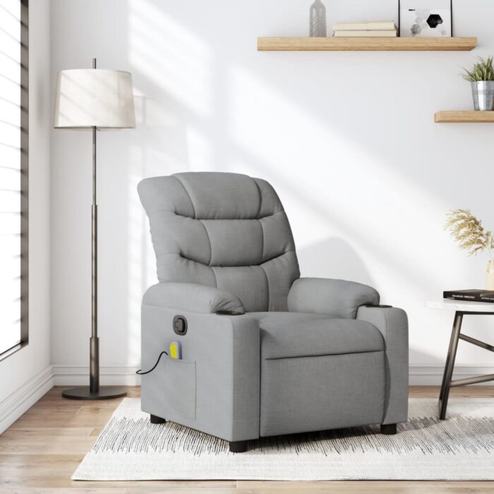 3206915_1.jpg Fauteuil inclinable de massage gris clair tissu – Image 1